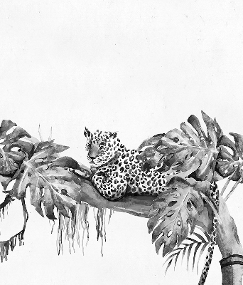Blackout roller blind for window Drawn cheetahs on a branch