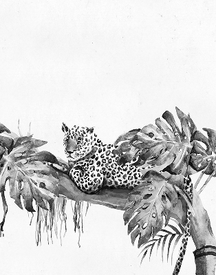 Blackout roller blind for window Drawn cheetahs on a branch