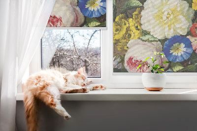 Blackout roller blind A bouquet of flowers