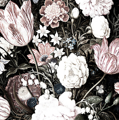 Blackout roller blind for window A bouquet of flowers