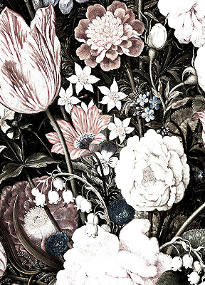 Blackout roller blind for window A bouquet of flowers