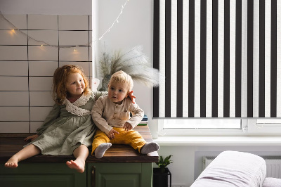 Blackout roller blind for window Black and white stripes