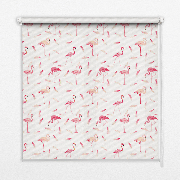 Blackout roller blind Flamingos and their feathers