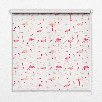 Blackout roller blind Flamingos and their feathers