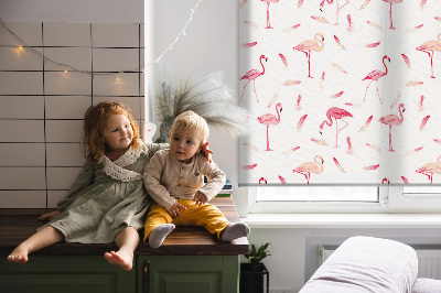Blackout roller blind Flamingos and their feathers