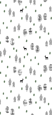 Blackout roller blind for window Drawn trees and deer