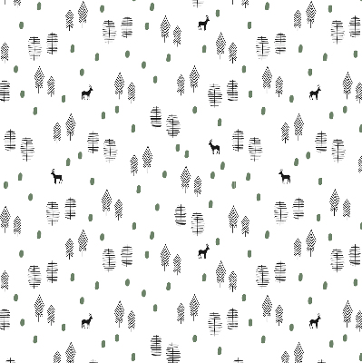 Blackout roller blind for window Drawn trees and deer