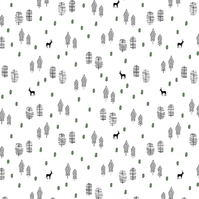 Blackout roller blind for window Drawn trees and deer