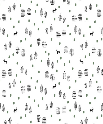 Blackout roller blind for window Drawn trees and deer