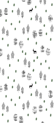 Blackout roller blind for window Drawn trees and deer