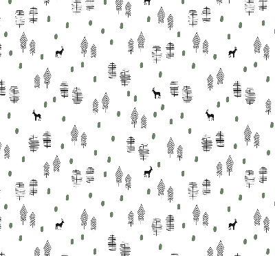 Blackout roller blind for window Drawn trees and deer