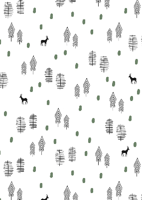 Blackout roller blind for window Drawn trees and deer