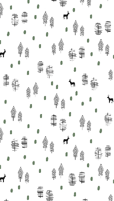 Blackout roller blind for window Drawn trees and deer