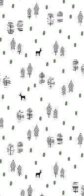 Blackout roller blind for window Drawn trees and deer