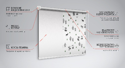 Blackout roller blind for window Drawn trees and deer