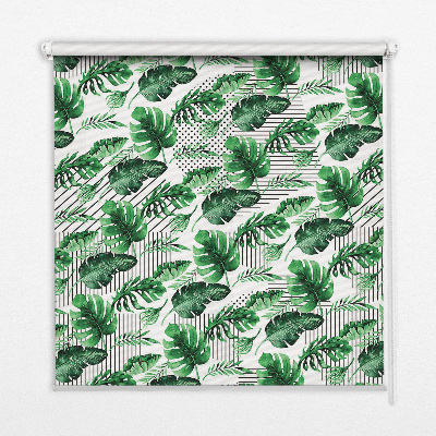 Fabric roller blind for window Tropical leaves