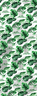 Fabric roller blind for window Tropical leaves