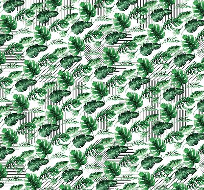 Fabric roller blind for window Tropical leaves