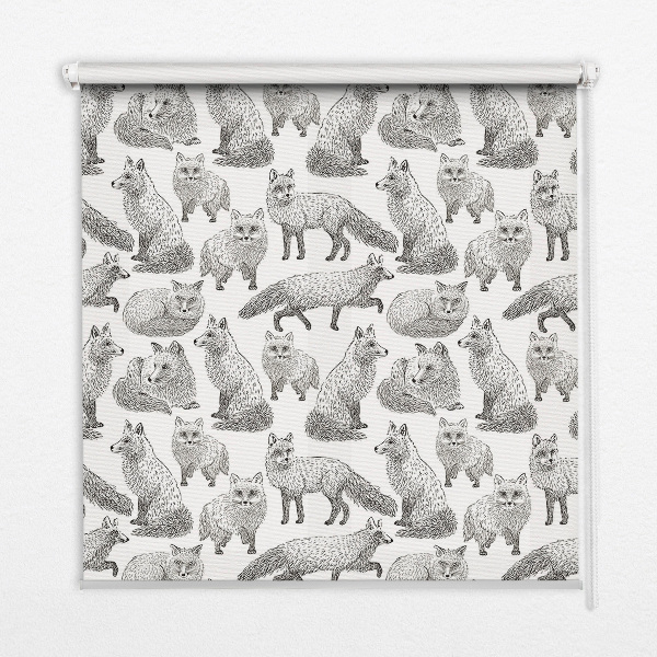 Fabric roller blind for window Gray foxes