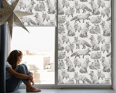 Fabric roller blind for window Gray foxes
