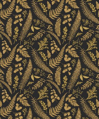 Blackout roller blind Yellow ferns