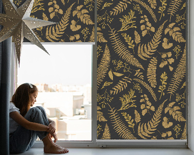 Blackout roller blind Yellow ferns