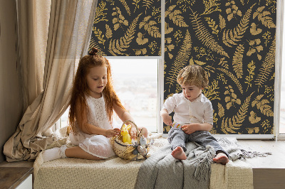 Blackout roller blind Yellow ferns