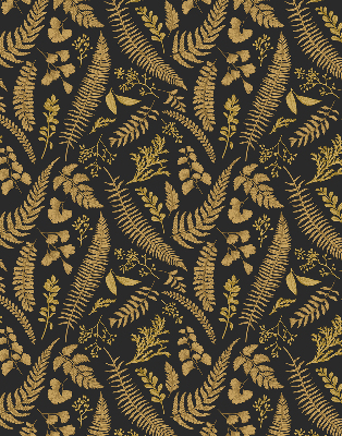 Blackout roller blind Yellow ferns