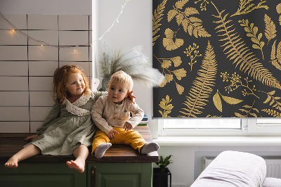 Blackout roller blind Yellow ferns