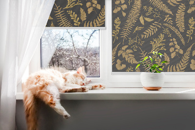 Blackout roller blind Yellow ferns