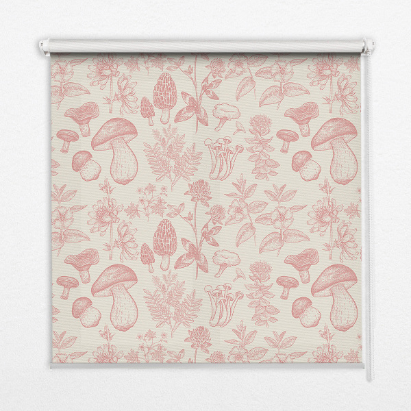 Blackout roller blind for window Drawn mushrooms