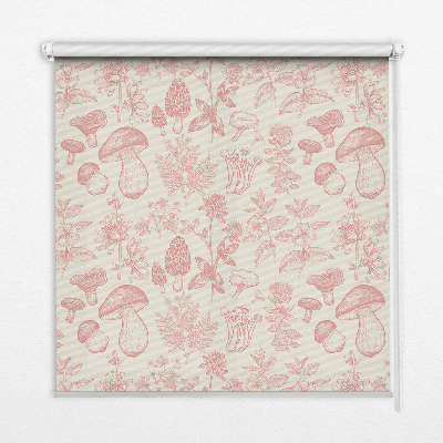 Blackout roller blind for window Drawn mushrooms