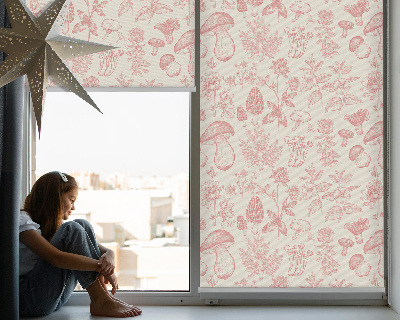 Blackout roller blind for window Drawn mushrooms