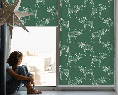 Fabric roller blind for window Green moose