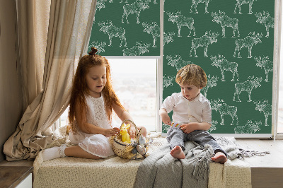 Fabric roller blind for window Green moose