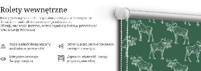 Fabric roller blind for window Green moose