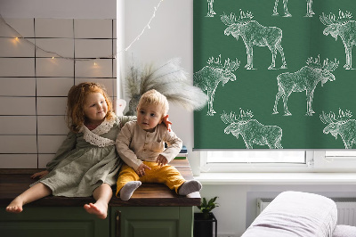 Fabric roller blind for window Green moose