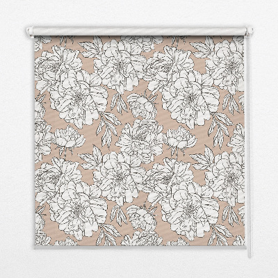 Blackout roller blind Drawn flowers