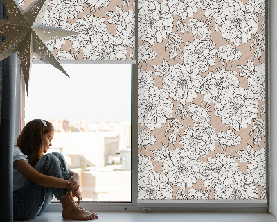 Blackout roller blind Drawn flowers