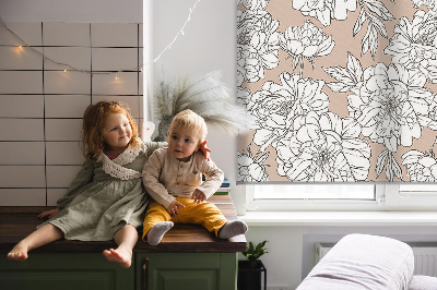 Blackout roller blind Drawn flowers