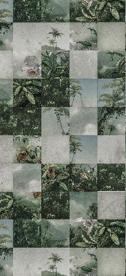 Fabric roller blind for window Tiled palm trees