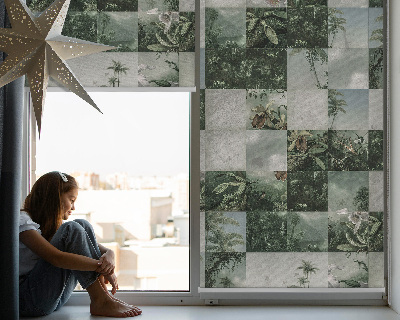 Fabric roller blind for window Tiled palm trees