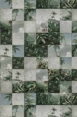 Fabric roller blind for window Tiled palm trees