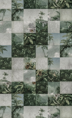 Fabric roller blind for window Tiled palm trees