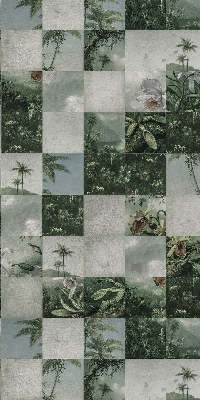Fabric roller blind for window Tiled palm trees