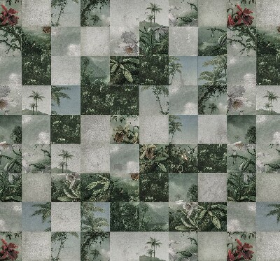Fabric roller blind for window Tiled palm trees