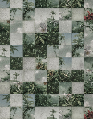 Fabric roller blind for window Tiled palm trees