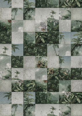 Fabric roller blind for window Tiled palm trees