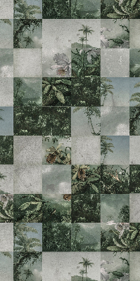 Fabric roller blind for window Tiled palm trees