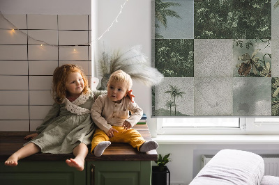 Fabric roller blind for window Tiled palm trees